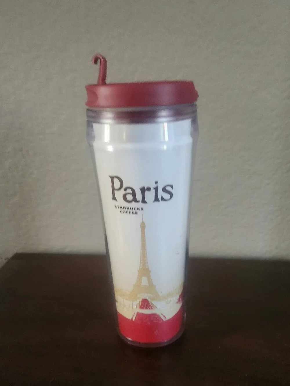 Starbucks ☕️ Paris Insulated Acrylic Coffee Mug Rust/White EUC $25